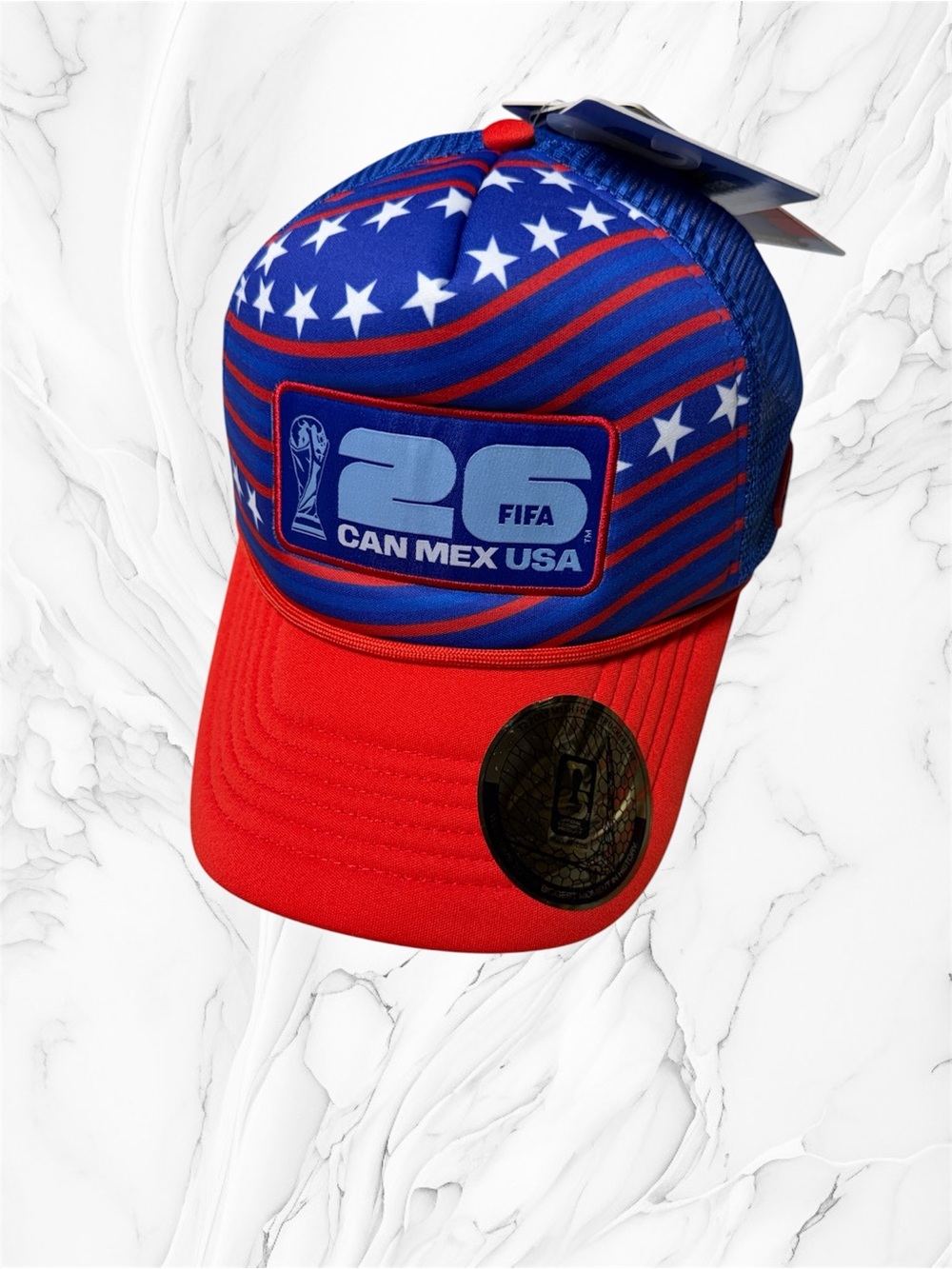 FIFA 26 Can Méx USA Blue Stars Mesh Trucker Hat - Men